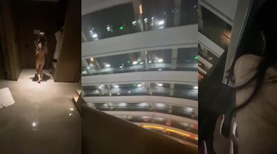 吃瓜：情侣玩点刺激的，在酒店走廊做爱！